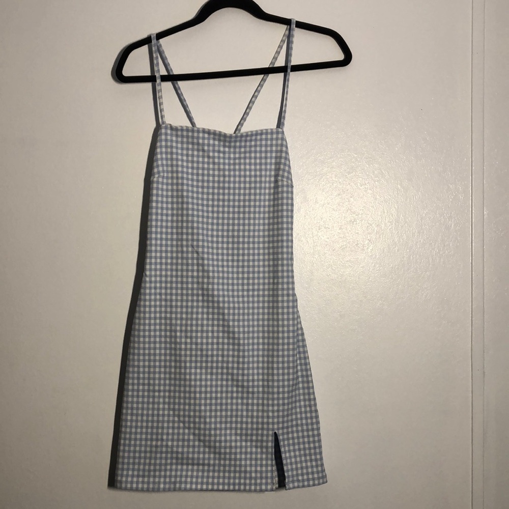 Garage Mini Dress Womens Size Small Gingham Cottagecore Peasant Summer Slit
